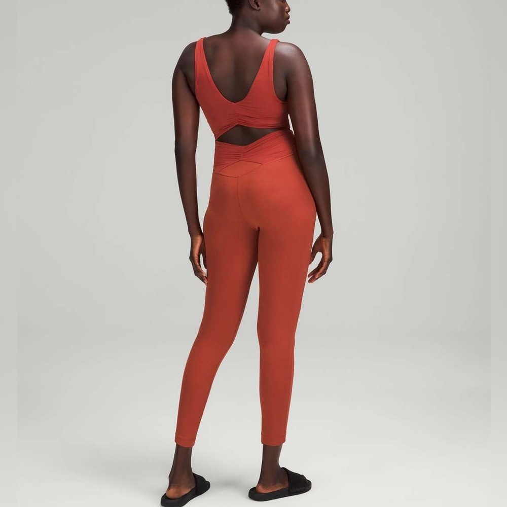 Lululemon Ruched Yoga Align(?) Bodysuit Jumpsuit 25" Cayenne. Size 4